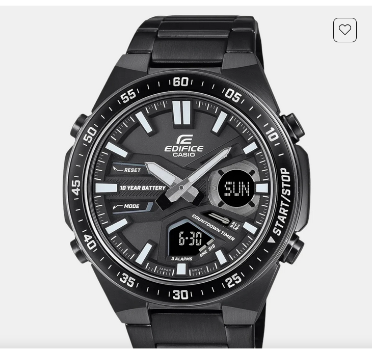 Edifice Men Quartz Black Dial Analog-Digital Stainless Steel Watch ED601