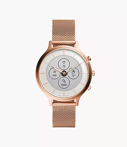 Fossil REFURBISHED Hybrid Smartwatch HR Charter Rose Gold-Tone Stainless Steel Mesh