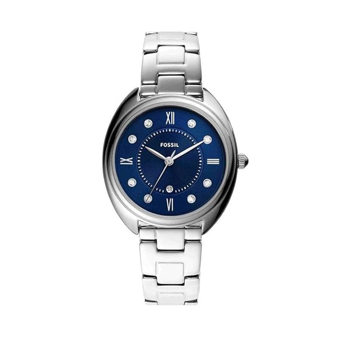 Fossil Womens 34 mm Gabby Blue Dial Stainless Steel Analogue Watch