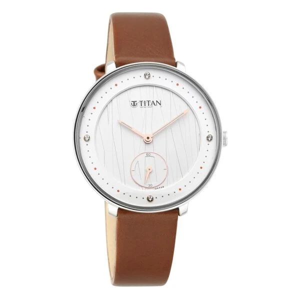 Titan Women's Svelte White: Multi-Function Watch Leather Strap