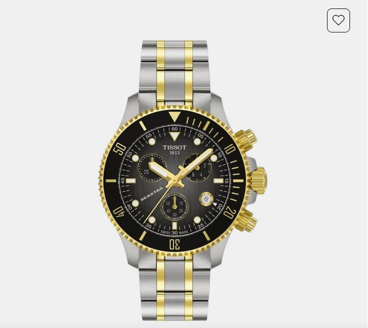 Seastar 1000 Men Quartz Black Dial Chronograph Stainless Steel Watch