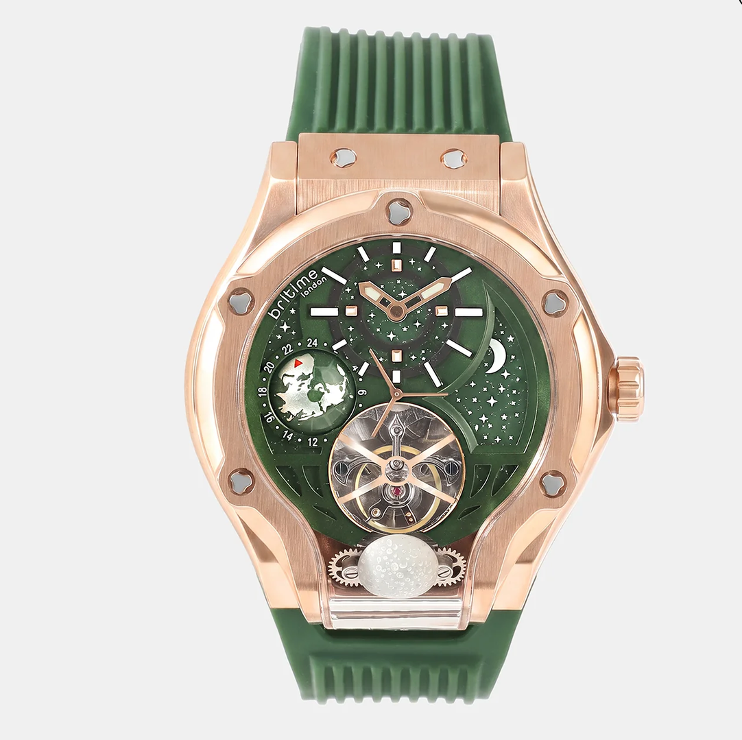 Men Automatic Green Dial Analog Silicone Watch 777-P31412