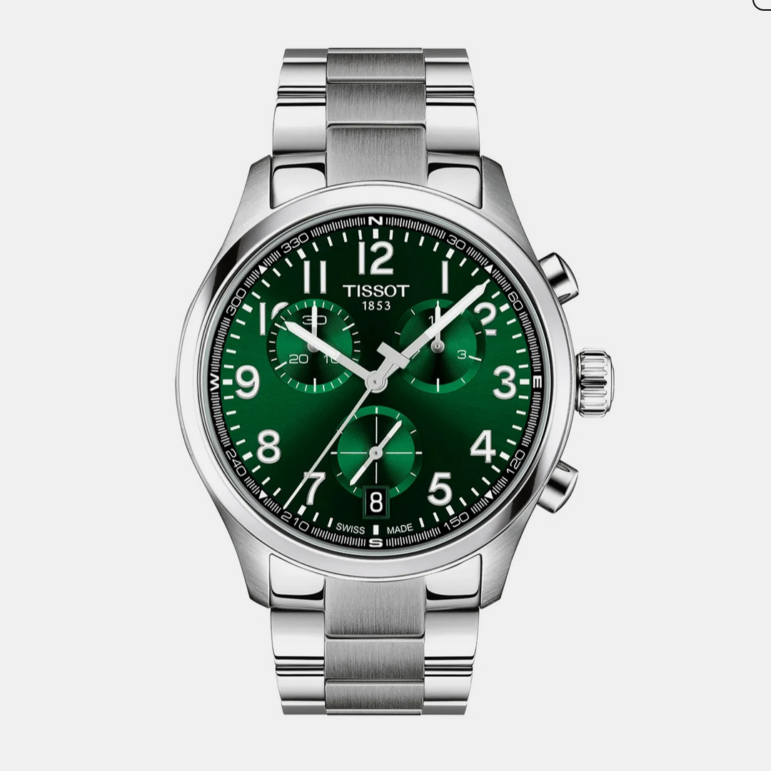 Men Quartz Green Dial Chronograph Stainless Steel Watch T1164171109200