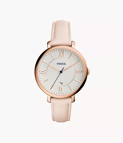 Fossil Jacqueline Three-Hand Date Blush Leather Watch