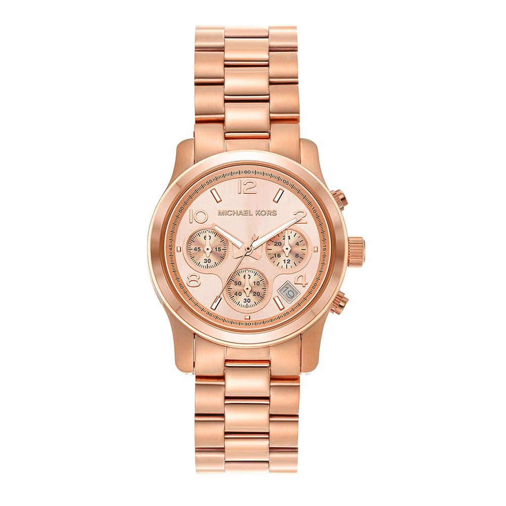 michael kors women runway round rose gold watches