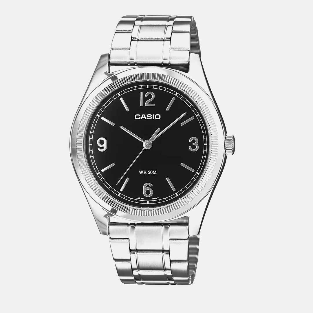 Casio Men Quartz Black Dial Analog Stainless Steel Watch A2561