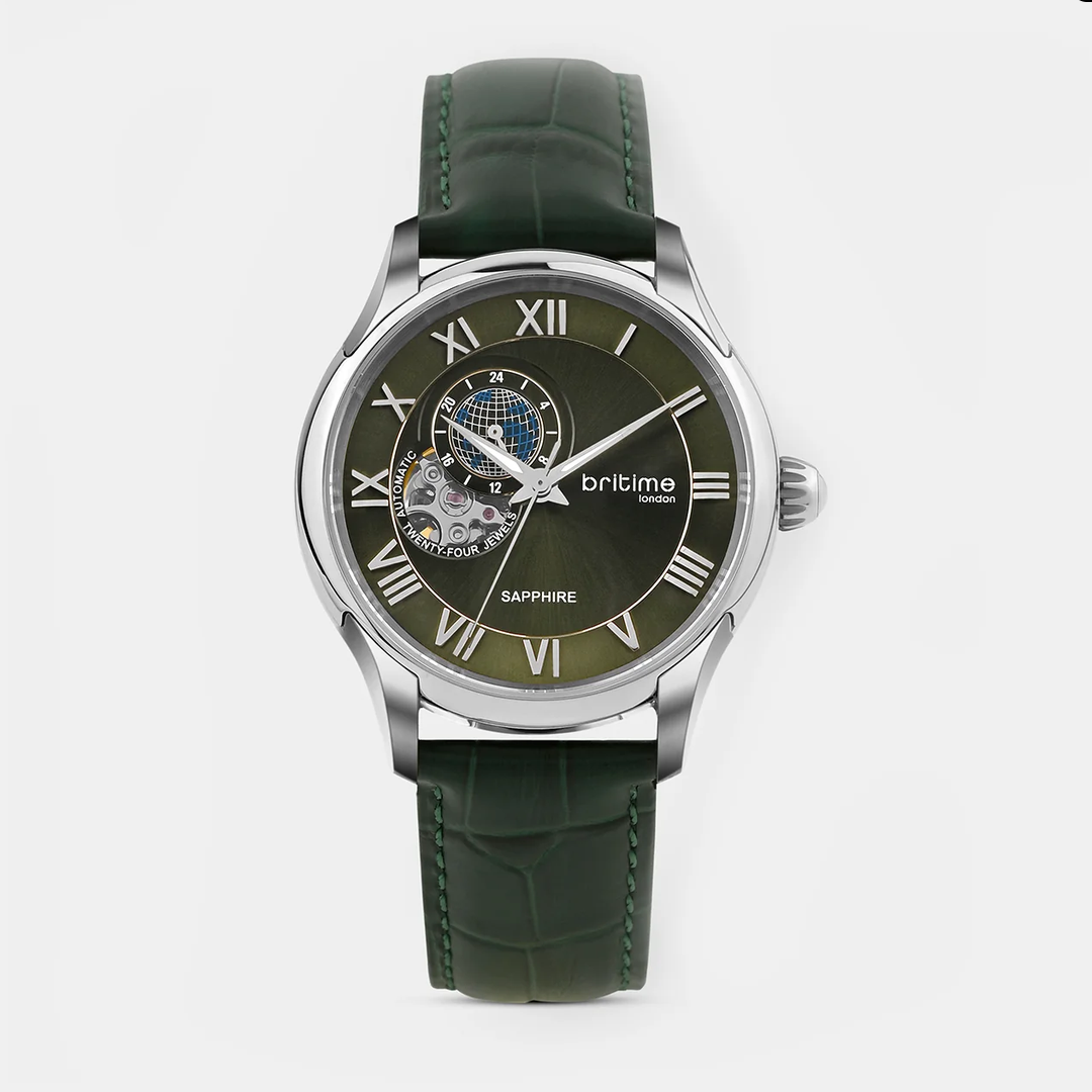 Windsor Men Automatic Green Dial Analog Leather Watch 318-L11412