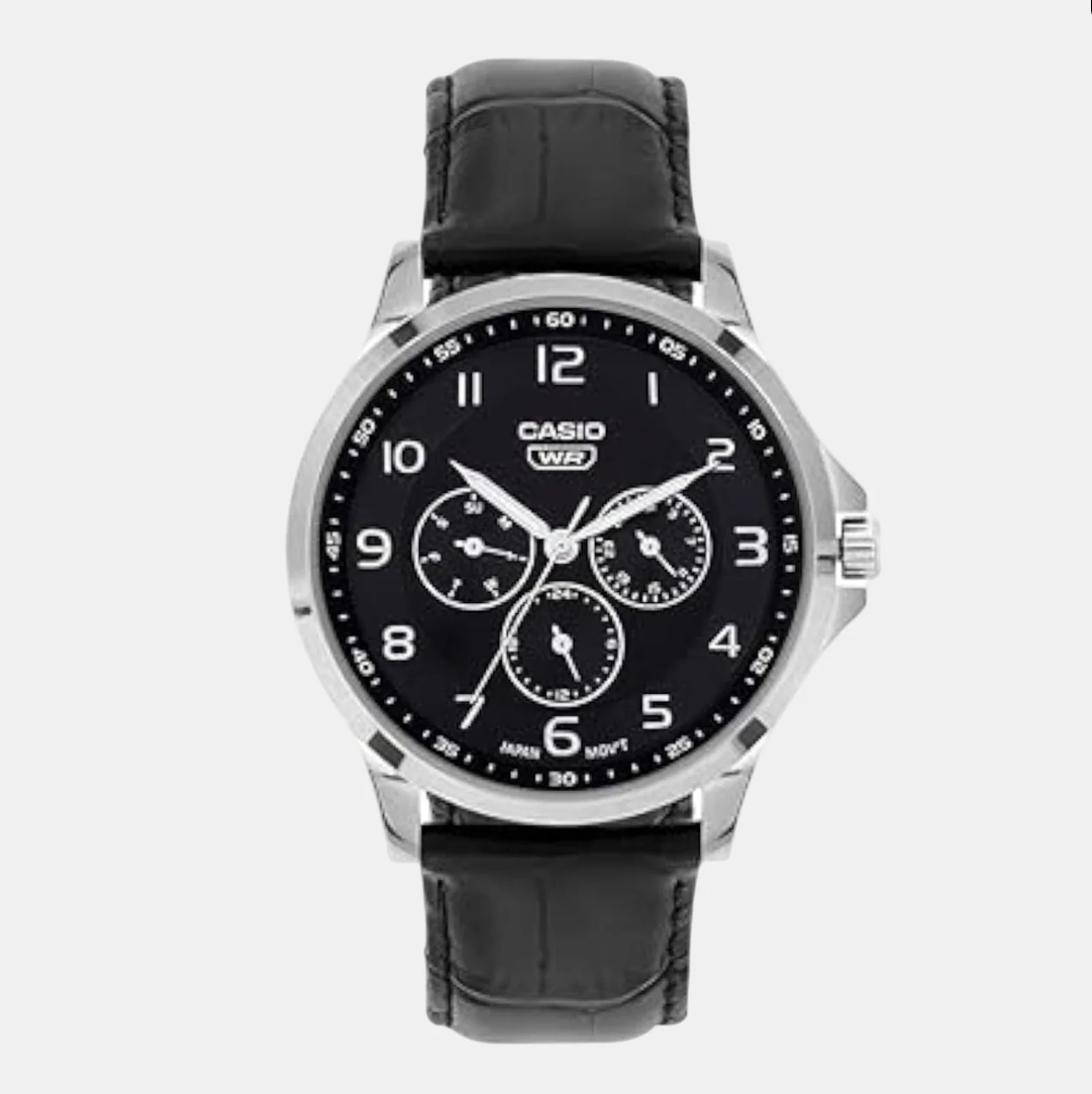 Enticer Men Quartz Black Dial Analog Leather Watch A2454