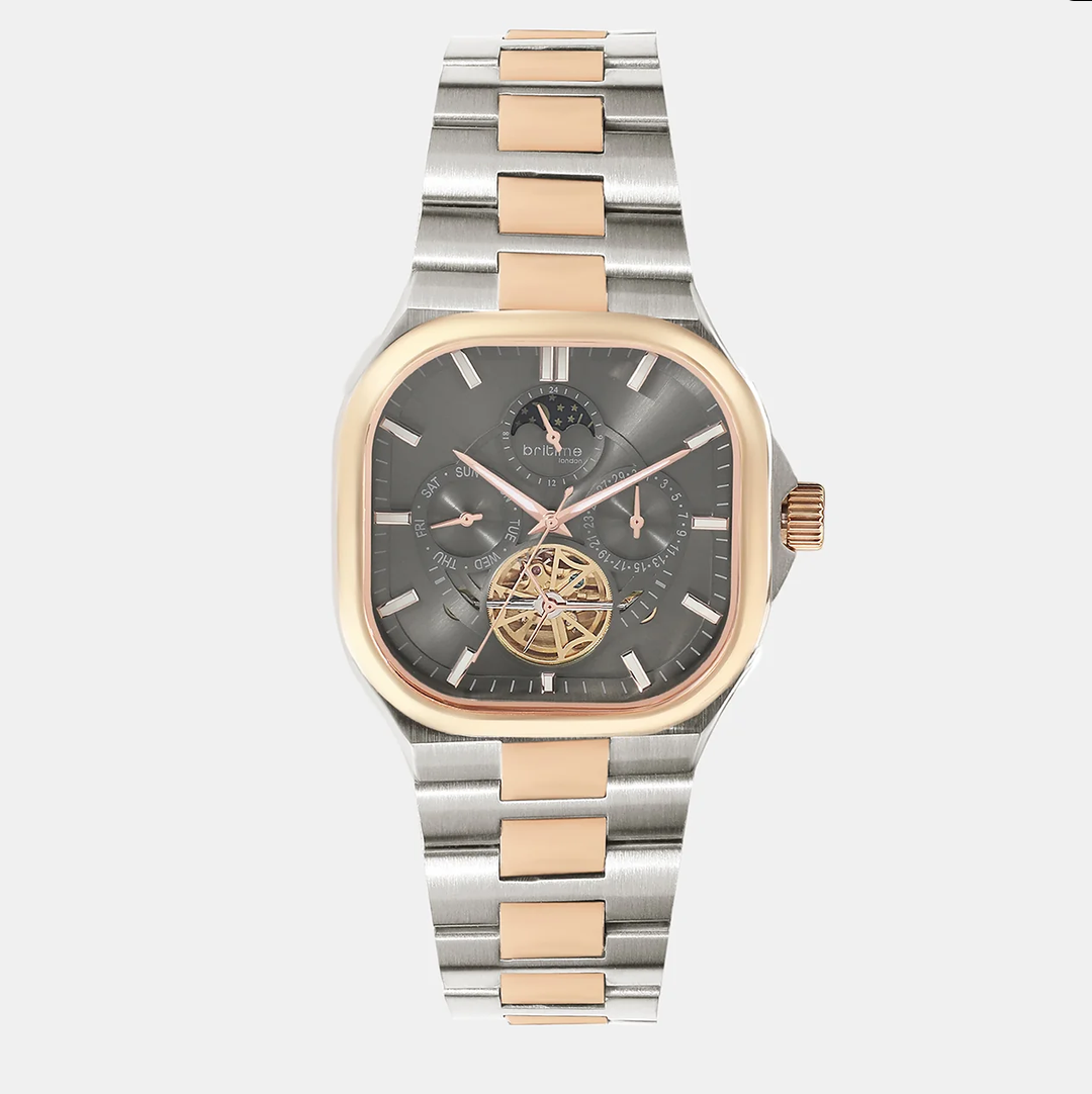 Men Automatic Grey Dial Multi-Function Metal Watch 493-M131505