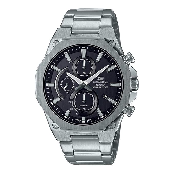 EDifice Men EFS-S570D-1AUDF Black Analog Dial Silver Stainless Steel Band