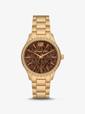 Layton Pavé Gold-Tone Logo Watch