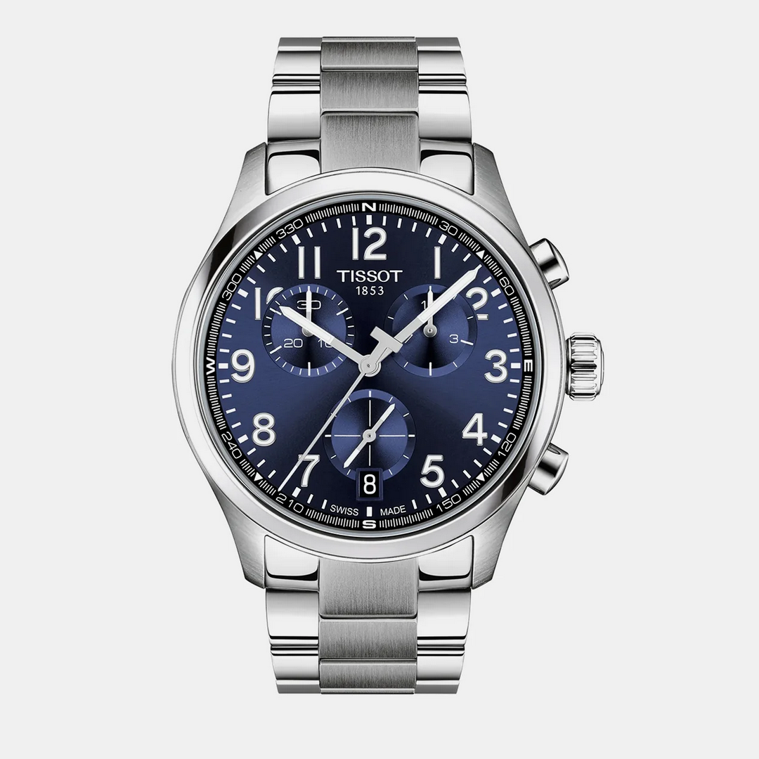 Men Quartz Blue Dial Chronograph Stainless Steel Watch T1164171104200