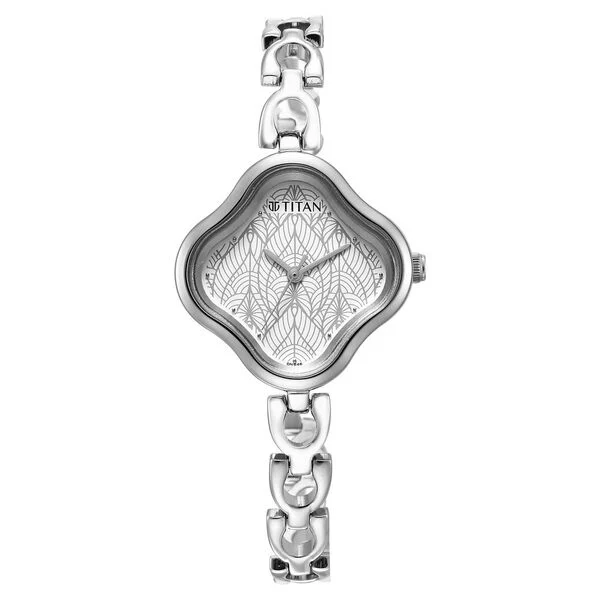 Titan Karishma White Dial Analog Metal Strap Watch for Women