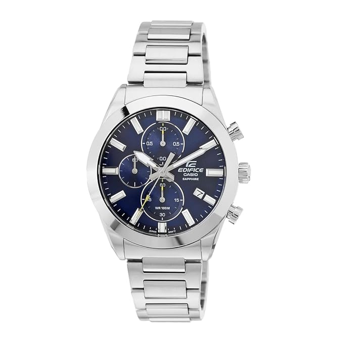 Men EDifice  Blue Analog Dial Silver Stainless Steel Band EFB-710D-2AVUDF