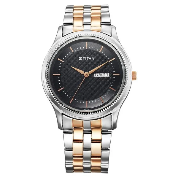 Titan Karishma Quartz Analog with Day and Date Blue Dial Stainless Steel Strap Watch For Men