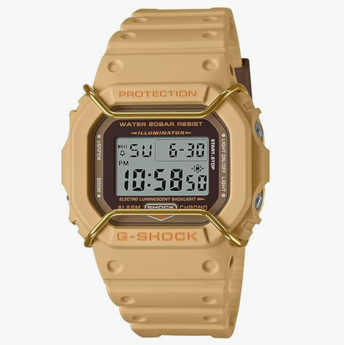 Casio Men Leather G-Shock Grey Dial Digital Dw-5600Pt-5Dr, Band Color-Brown