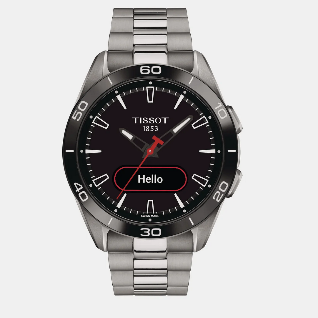 T-Touch Connect Sport Men Quartz Solar Black Dial Analog Stainless Steel Watch