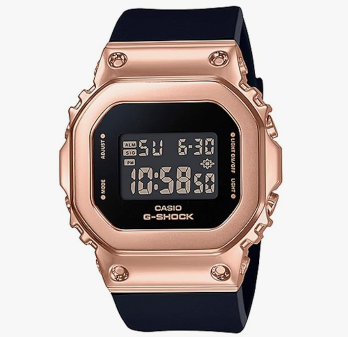 Casio G-Shock GM-S5600PG-1DR Rose Gold Digital Dial Black Resin Strap WoMen's Watch Shock And 200M Water Resistant