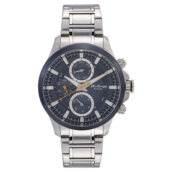 Titan Octane Blue Dial Quartz Multifunction Stainless Steel Strap watch for Men