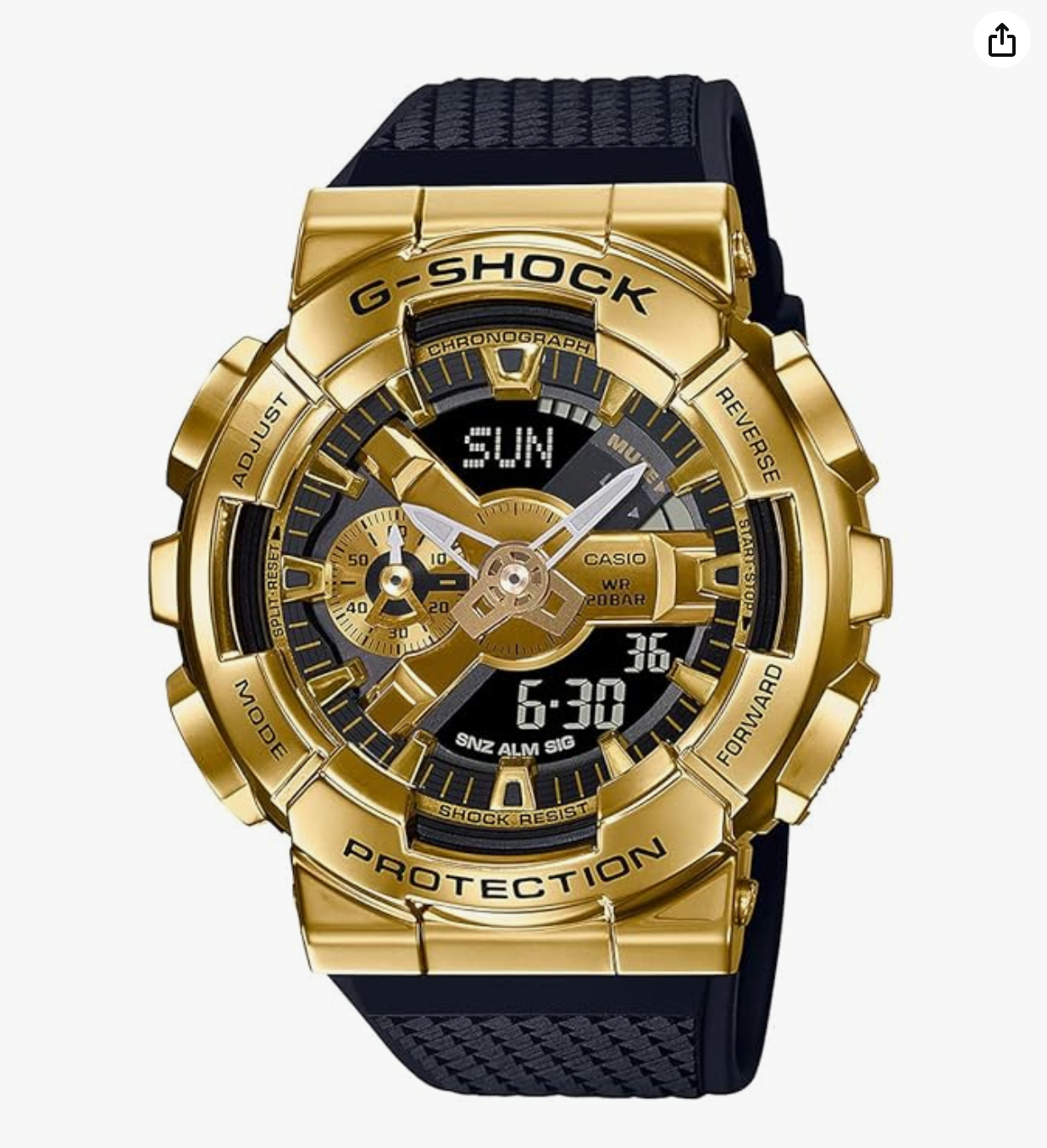 G-SHOCK Gold Ip Dial Black Resin Strap Analog-Digital Watch - For Men -GM-110G-1A9DR