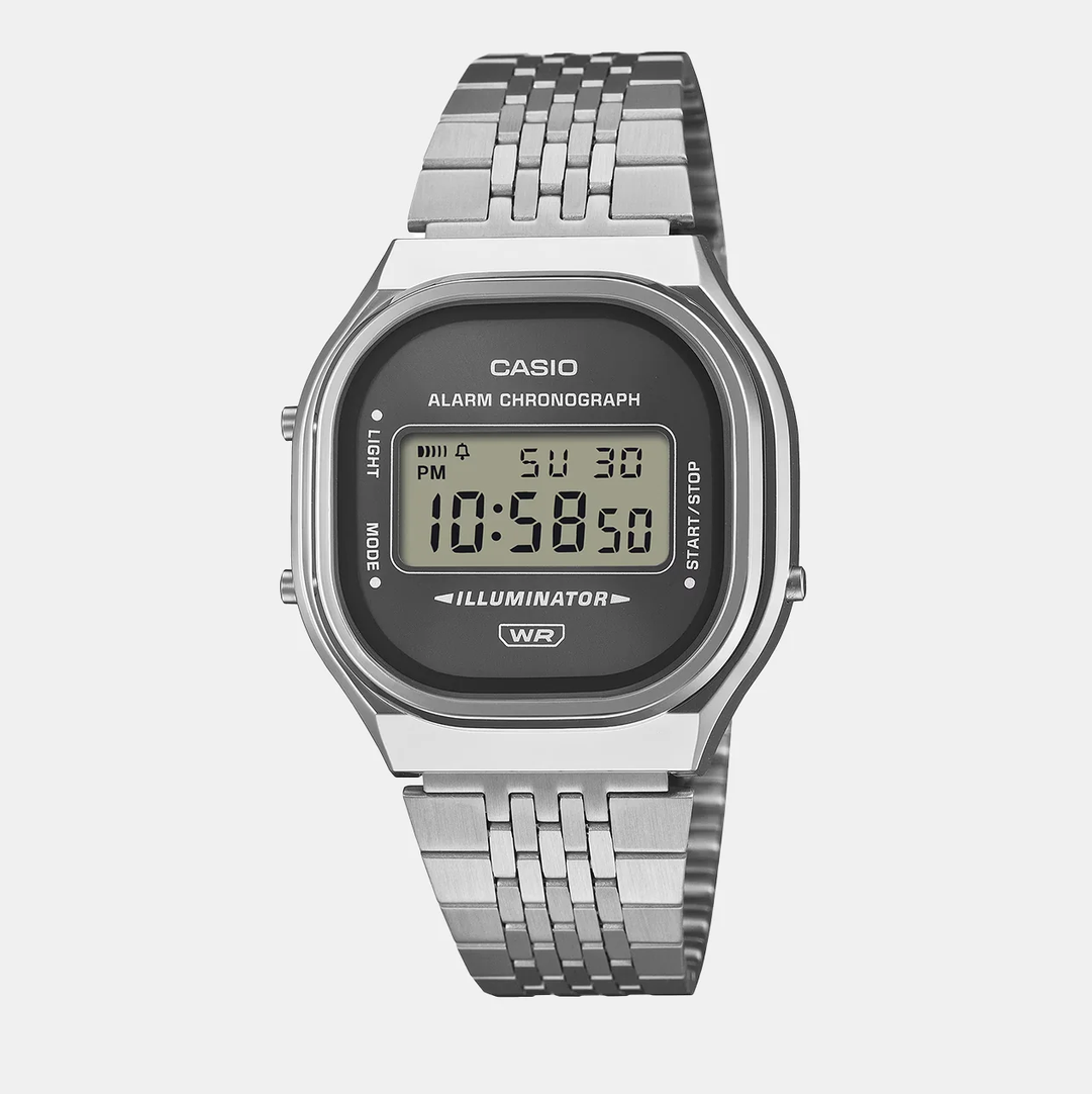 Vintage Unisex Quartz Grey Dial Digital Stainless Steel Watch D435