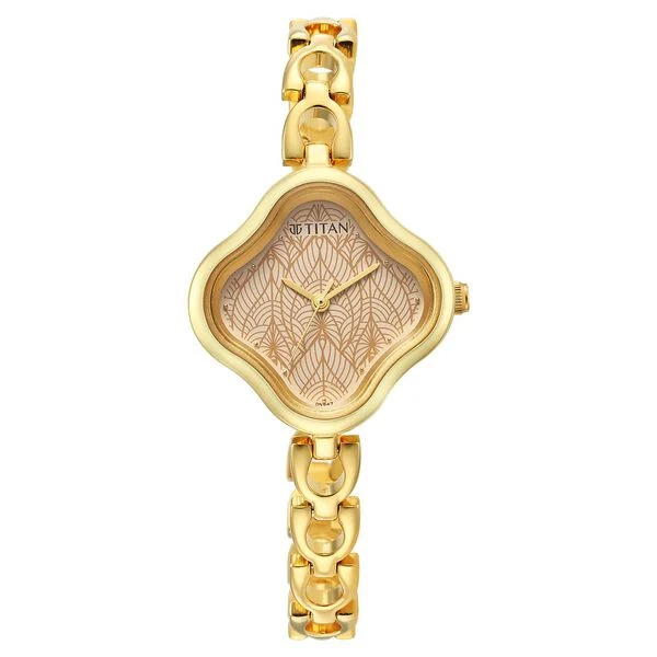 Titan Karishma Beige Dial Analog Metal Strap Watch for Women