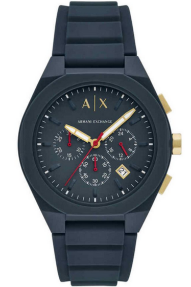 Armani Exchange Sync Men Quartz Blue Dial Chronograph Silicone Watch