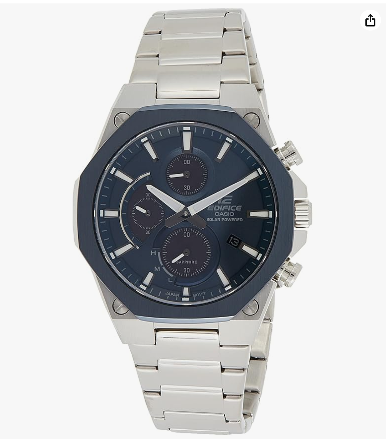 Edifice Blue Dial Silver Stainless Steel Band Analog Watch - For Men -EFS-S570DB-2AUDF