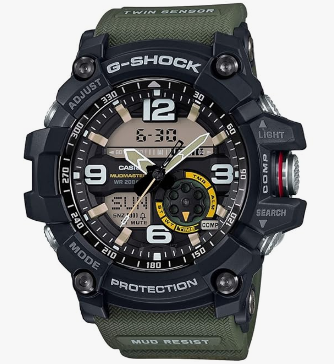 Casio G-Shock GG-1000-1A3DR Black Analog-Digital Dial Green Resin Strap Men's Watch Mud Resistant Shock Resistant