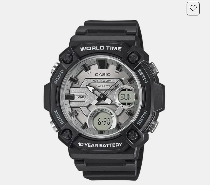 Youth Men Quartz Silver Dial Analog-Digital Resin Watch AD284