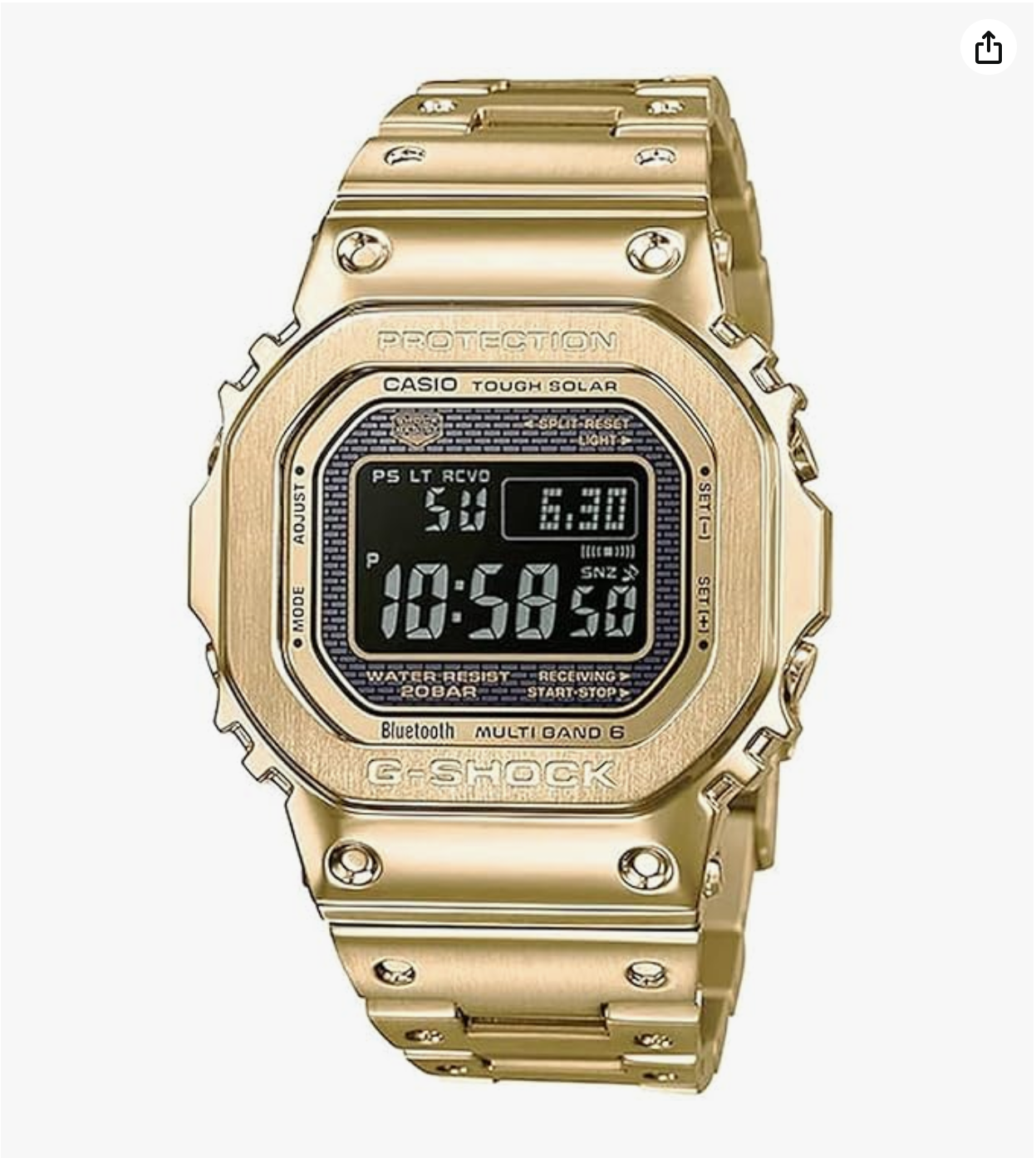 Casio G-Shock GMW-B5000GD-9DR Bluetooth Digital Black Dial Men Watch Gold Stainless Steel Strap