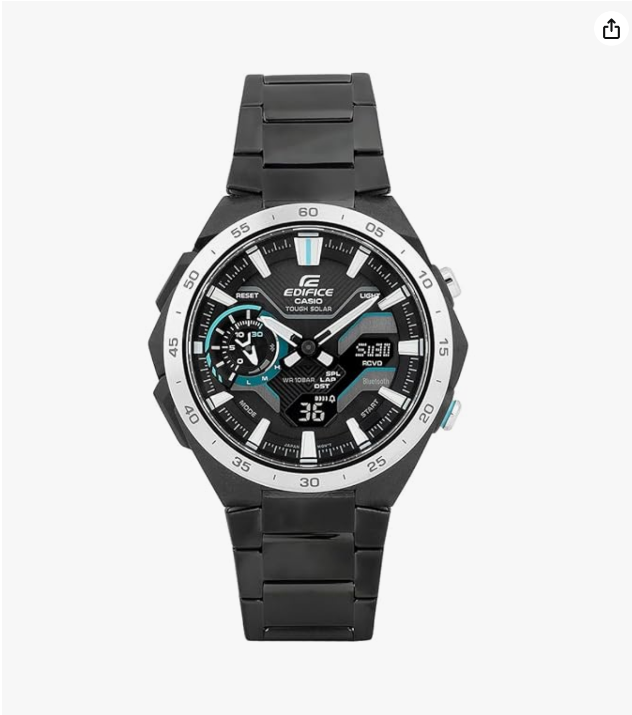 Casio Edifice ECB-2200DD-1ADF Black Analog-Digital Dial Black Stainless Steel Band Men's Watch Smartphone Link Tough Solar