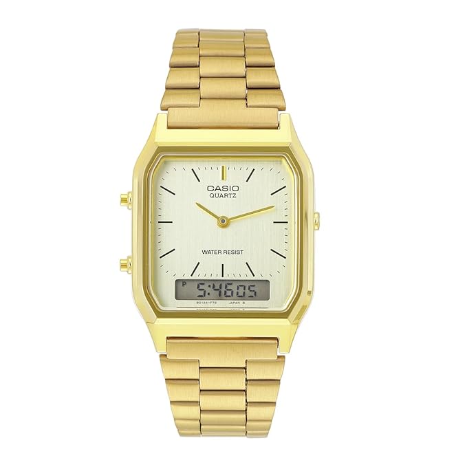 Casio Vintage Analog-Digital Gold Dial Unisex AQ-230GA-9DMQD