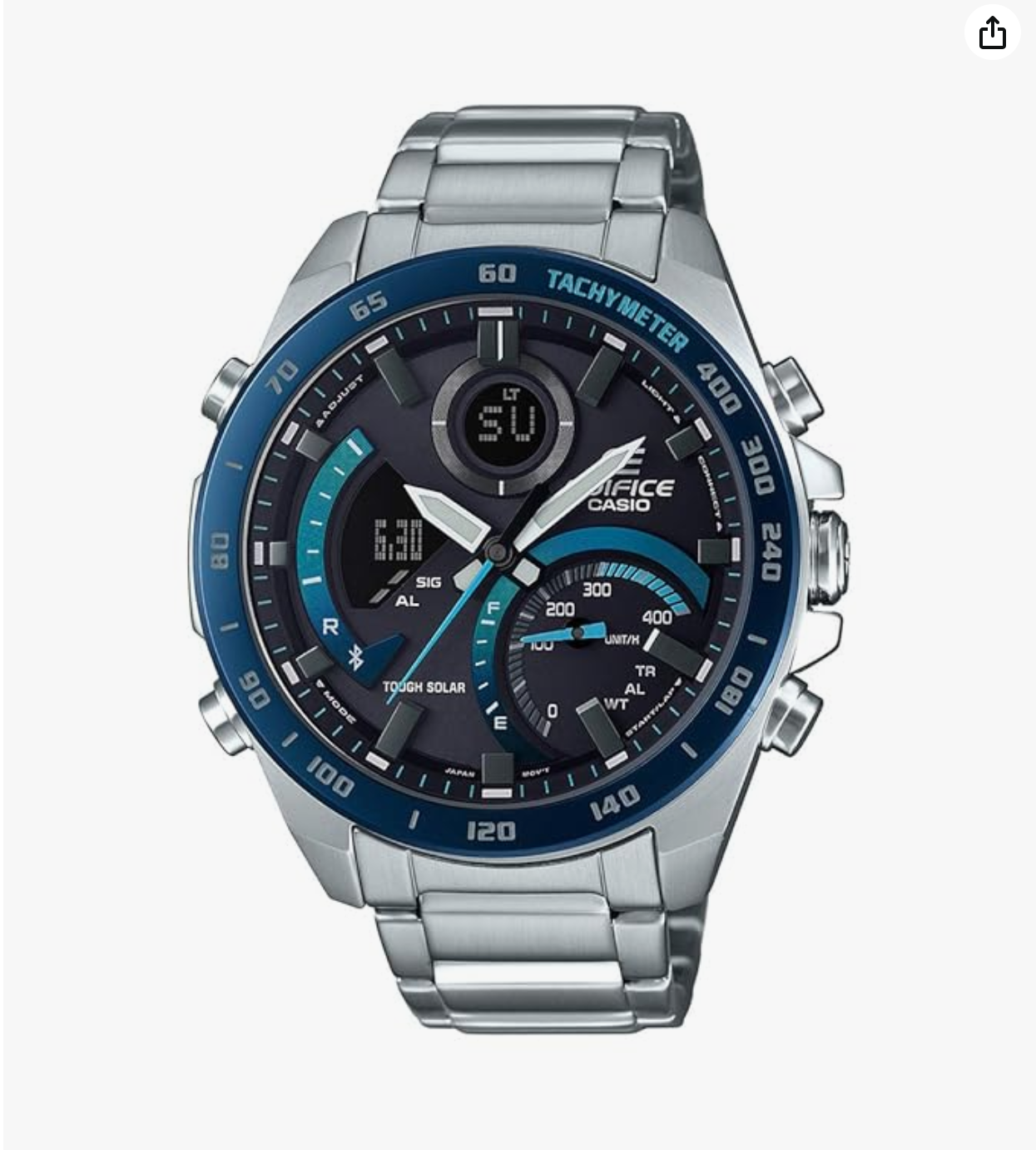 Edifice ECB-900DB-1BDR Black Dial Silver Stainless Steel Band Analog-Digital Watch - For Men