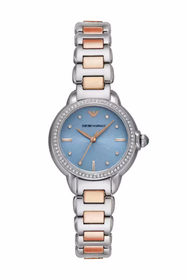 EMPORIO ARMANI Quartz 32 mm Blue Dial Stainless Steel Analogue Wrist Watch for Women