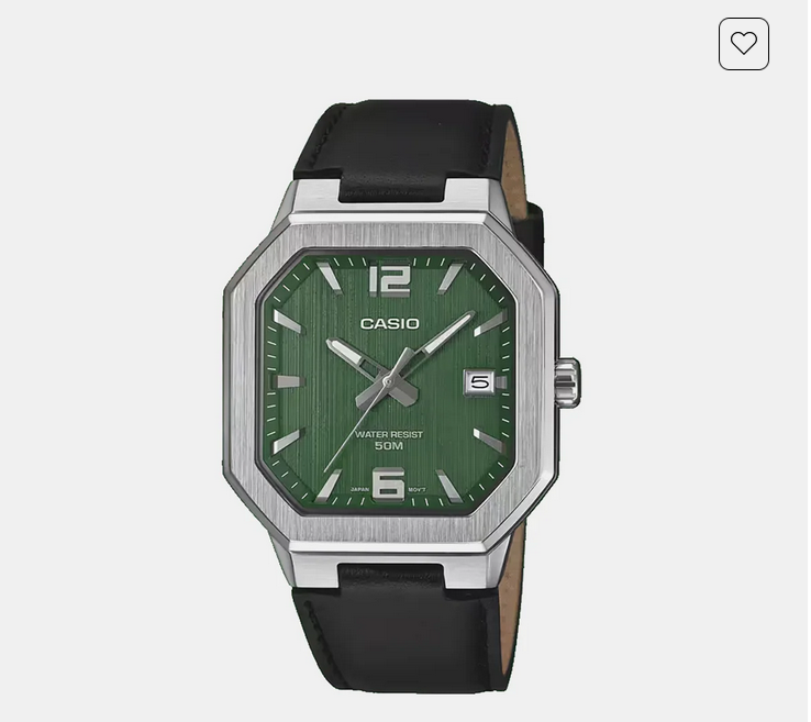 Men Quartz Green Dial Analog Leather Watch A2528