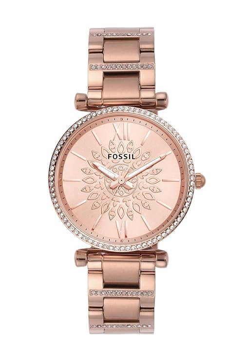 Fossil Women Stainless Steel Analog Rose Gold Dial Watch
