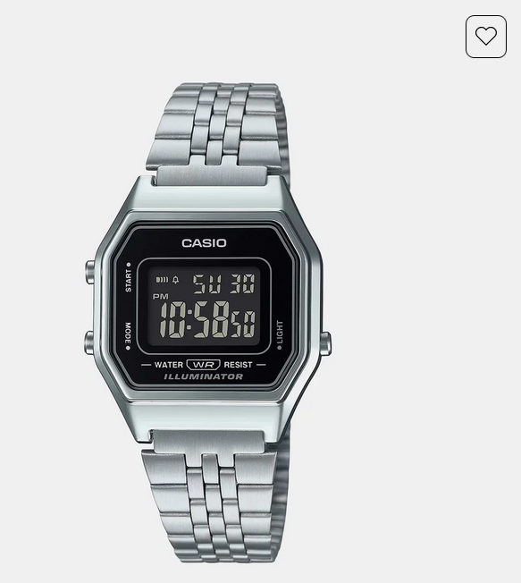 Vintage Women Quartz Black Dial Digital Stainless Steel Watch D125 LA680WA-1DF