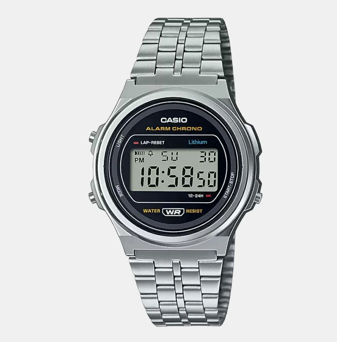 Vintage Unisex Quartz Silver Dial Digital Stainless Steel Watch D223