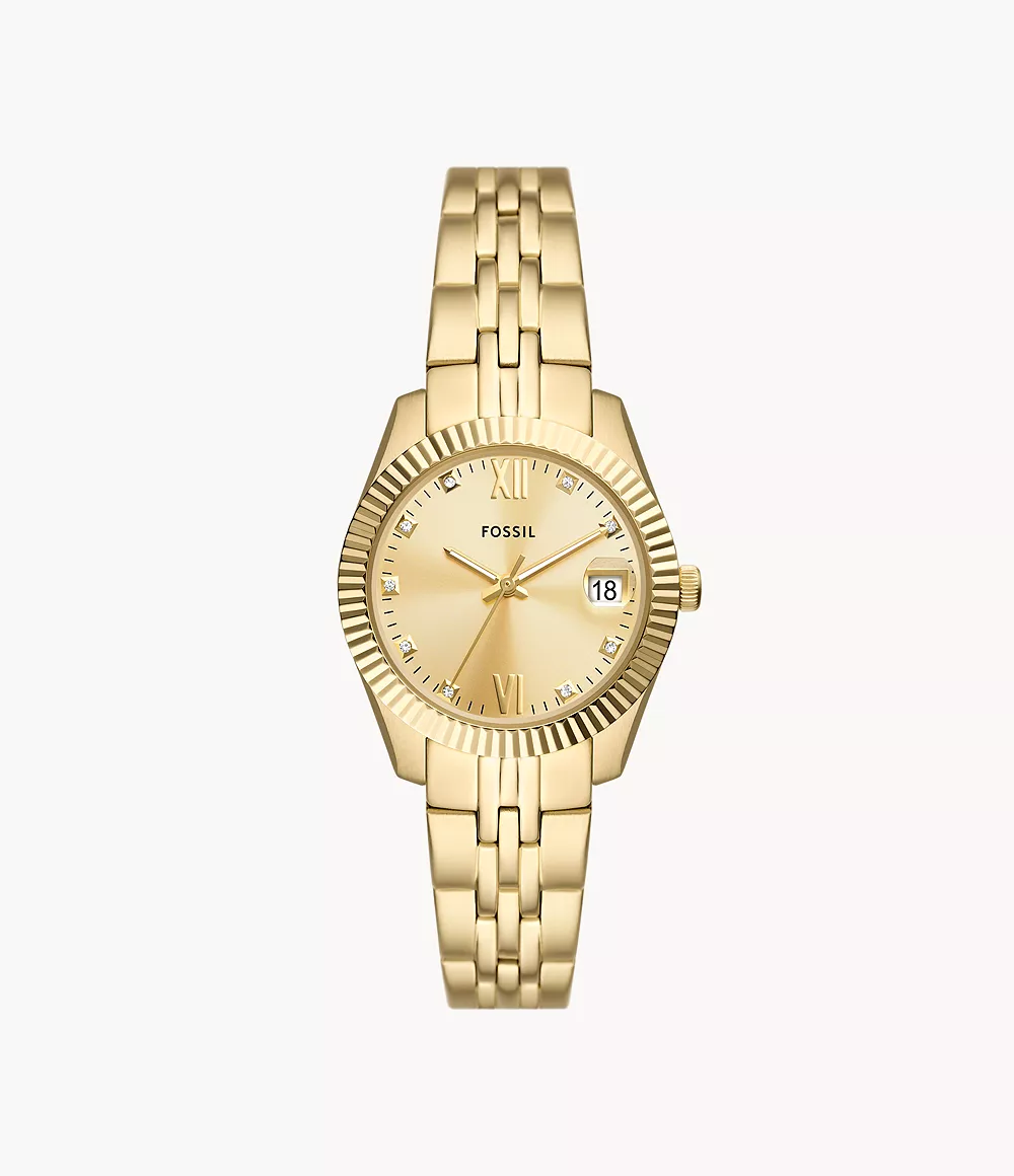 Scarlette Three-Hand Date Gold-Tone Stainless Steel Watch Fossil