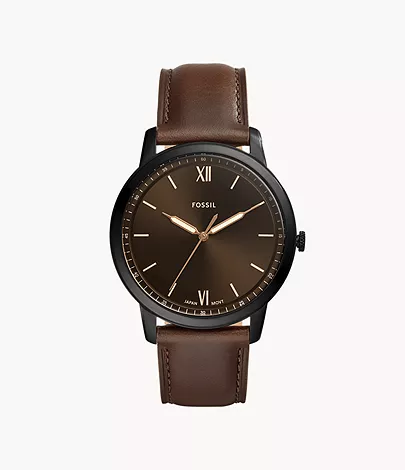 Fossil Minimalist Three-Hand Brown Leather Watch