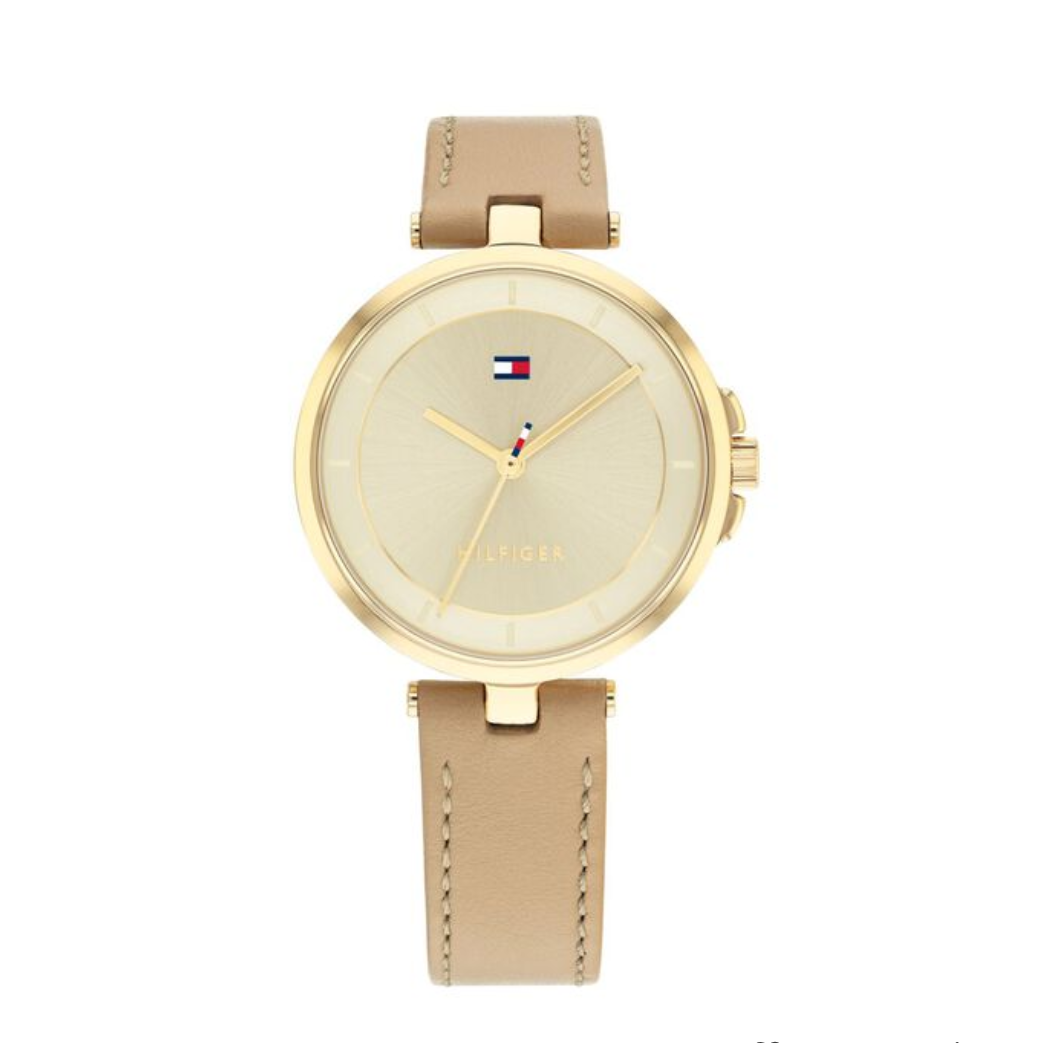 Tommy Hilfiger Quartz Analog Beige Dial Leather Strap Watch for Women