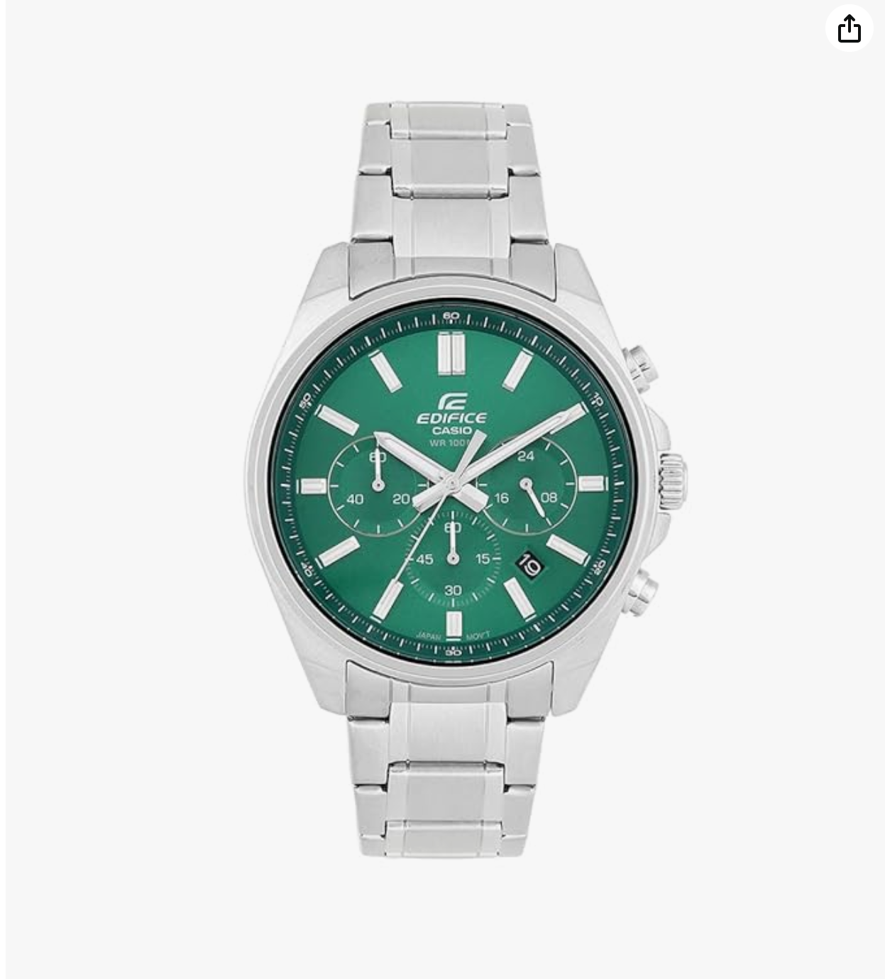 Edifice Green Dial Silver Stainless Steel Band Analog Watch - For Men -EFV-650D-3AVUDF