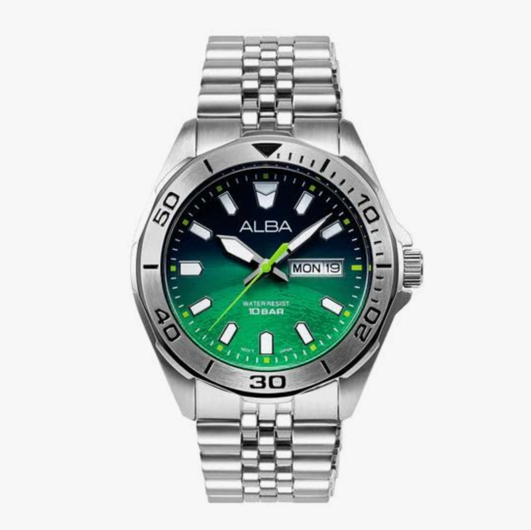 Alba AV3579X1 Planet Earth Inspired Dial Watch, Men's Sporty Timepiece