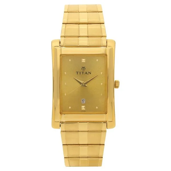 Titan Champagne Dial Analog with Date Metal Strap Watch for Men