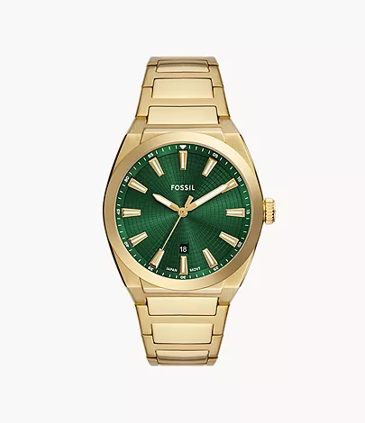 Everett Three-Hand Date Gold-Tone Stainless Steel Watch