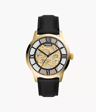Fossil Townsman Automatic Black LiteHide™ Leather Watch