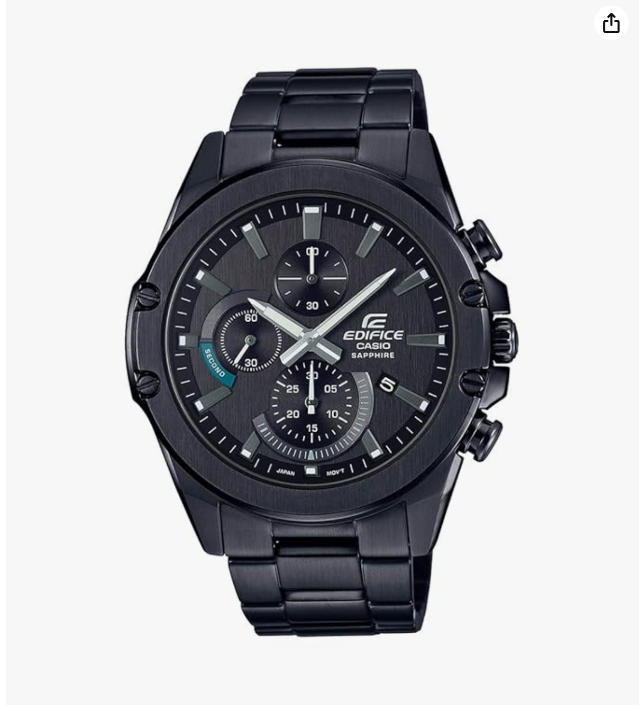 Edifice Black Dial Black Stainless Steel Band Analog Watch - For Men