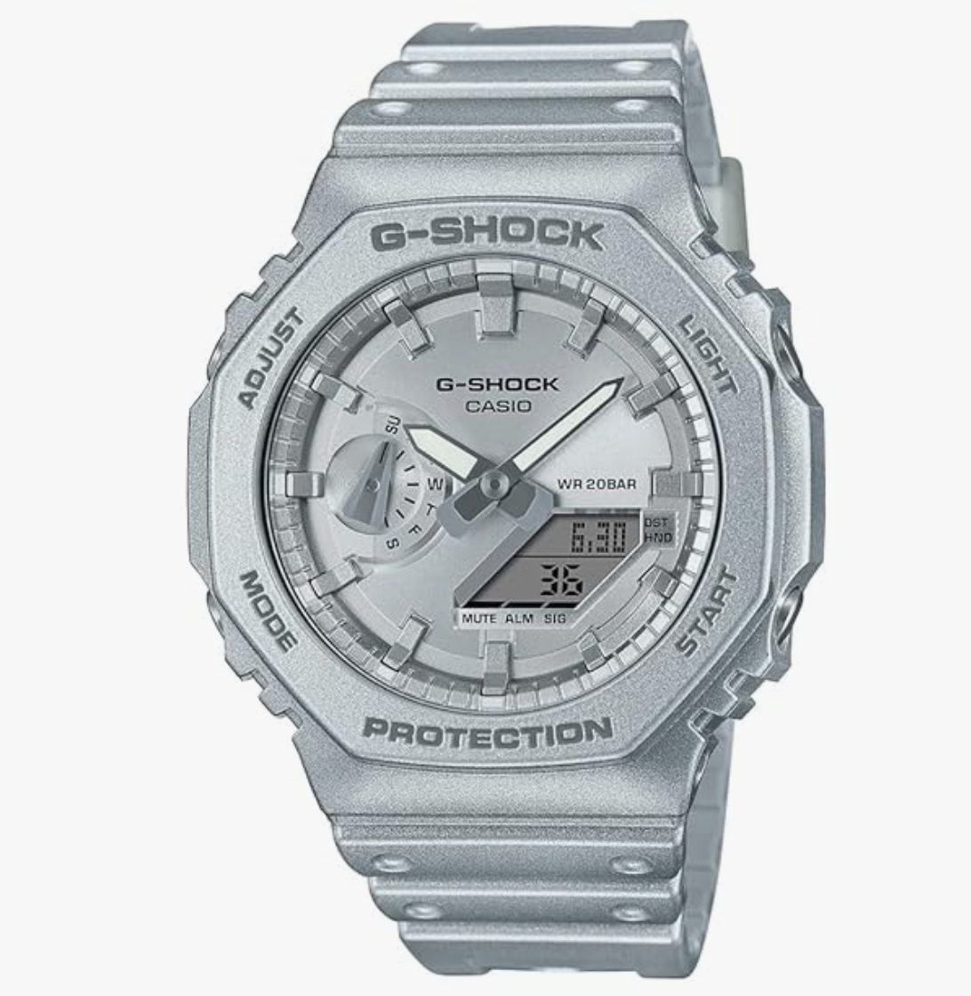 Casio G-Shock GA-2100FF-8ADR Silver Analog-Digital Dial Silver Resin Strap Men's Watch Shock and 200M Water Resistant