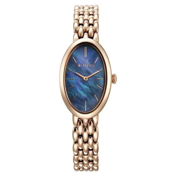 Titan Aura Quartz Analog Mother Of Pearl Dial Stainless Steel Strap Watch for Women